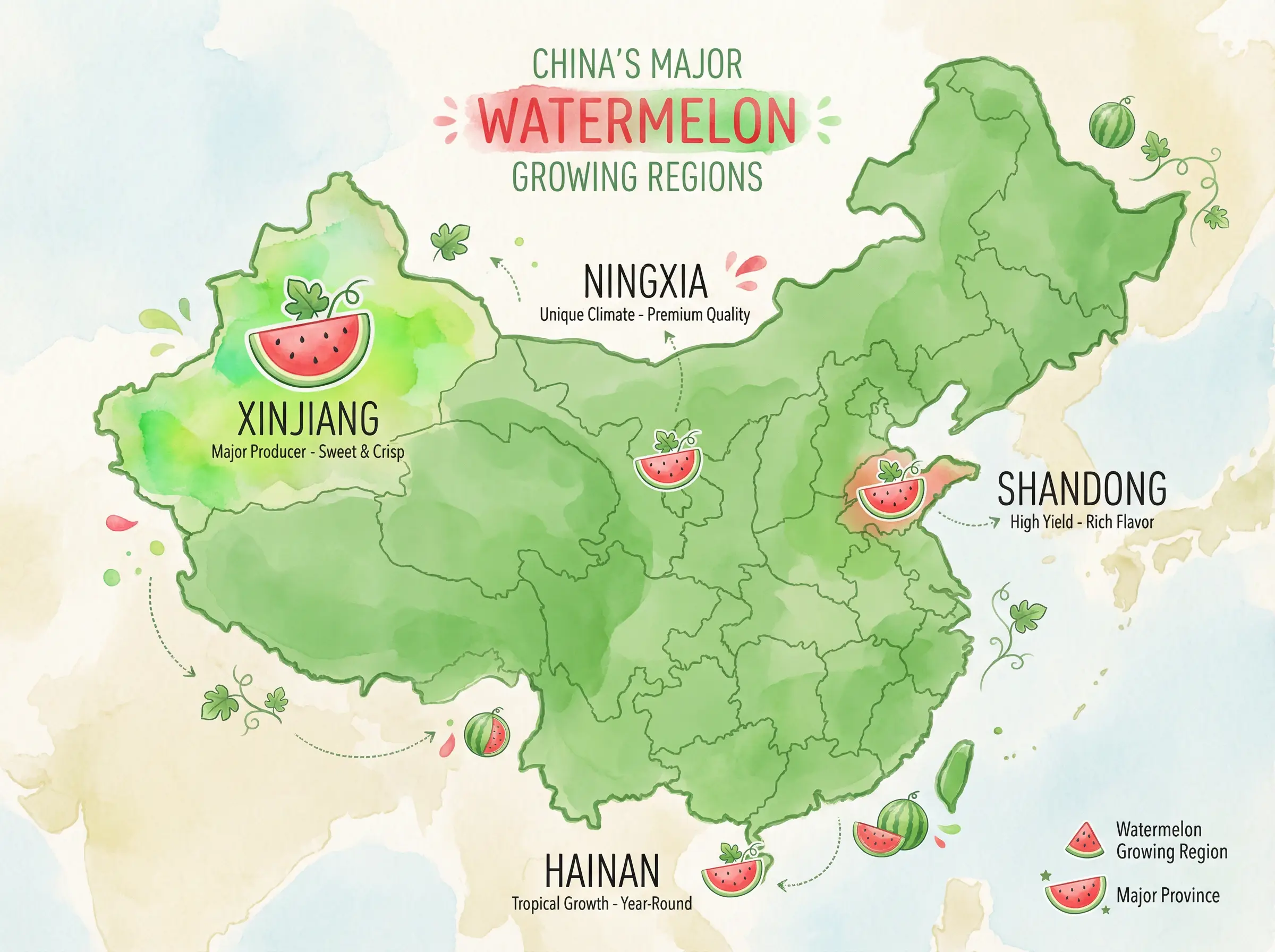 中国西瓜主要产地分布地图 - 黑料吃瓜